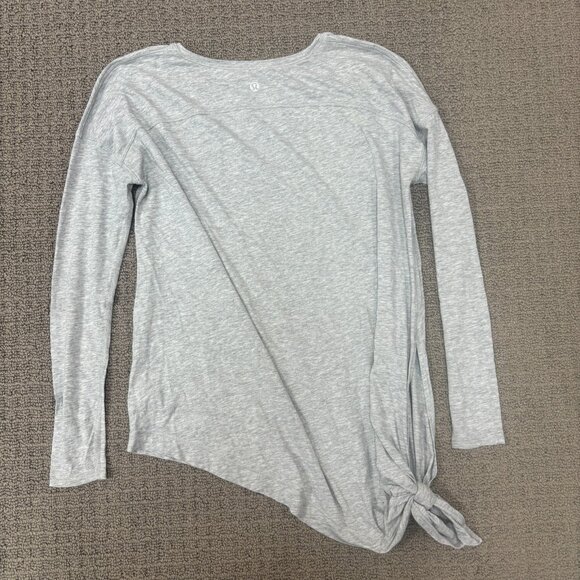 Lululemon Shirt 8 Heather Grey Soft Jersey Knit Scoop Neck 3/4 Sleeves Comfy - Picture 2 of 8